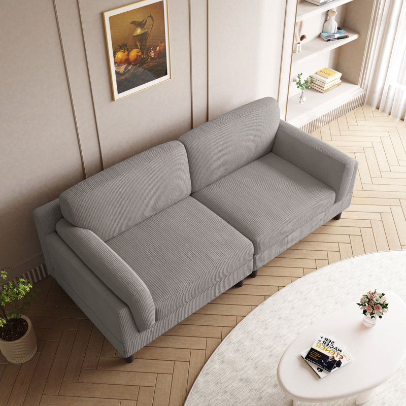 Stoneville 89" Upholstered Sofa, Light Gray Corduroy