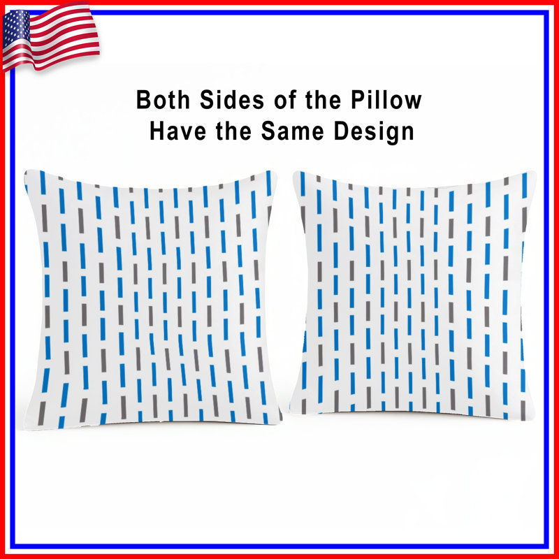 Blue Gray Stripes Double Sided Throw Pillows, 20 x 20 inches