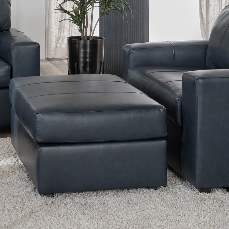 Repose-pieds en cuir Latitude Run® Caro, Bleu