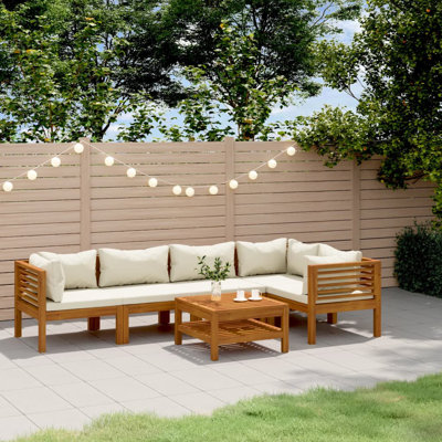 Ensemble de salon de jardin en bois d'acacia massif crème