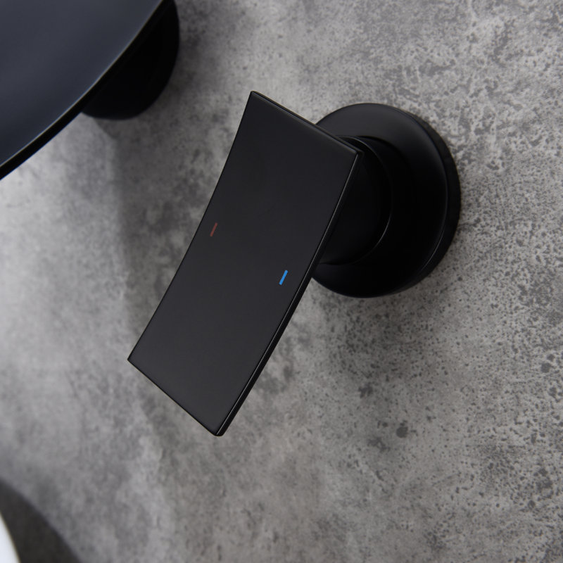 Wall Mount Widespread Bathroom Faucet, Matte Black