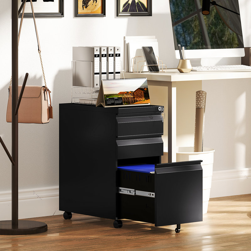 3 Drawer Filing Cabinet, Black