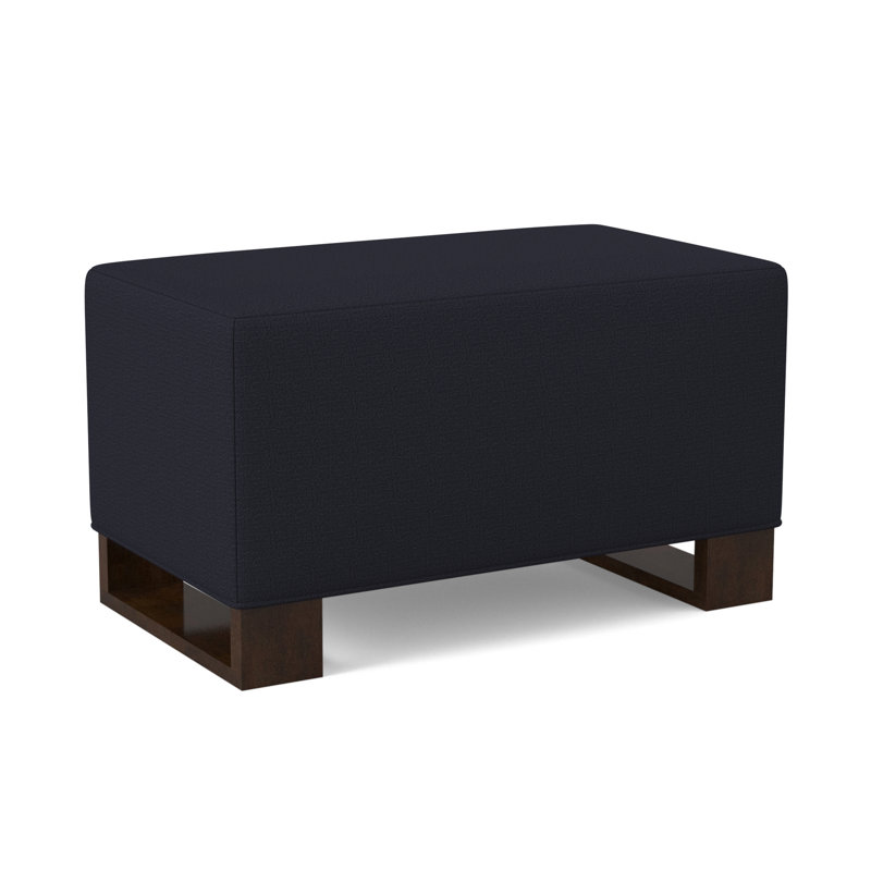 Repose-pieds, Noyer américain, 100% polyester bleu marine de Venise