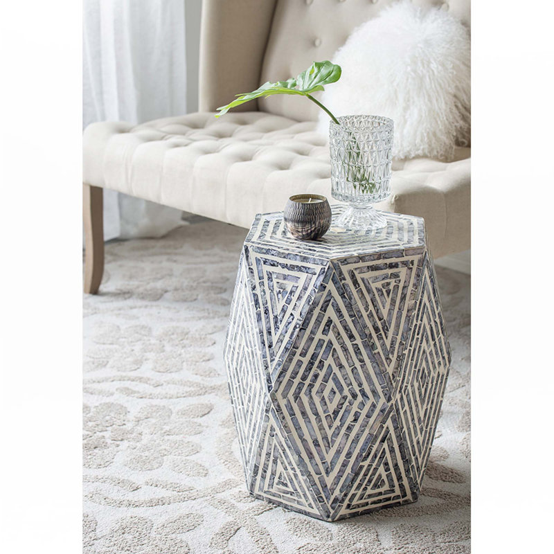 Hexagon Garden Stools, Unique Capiz Accent Side Table