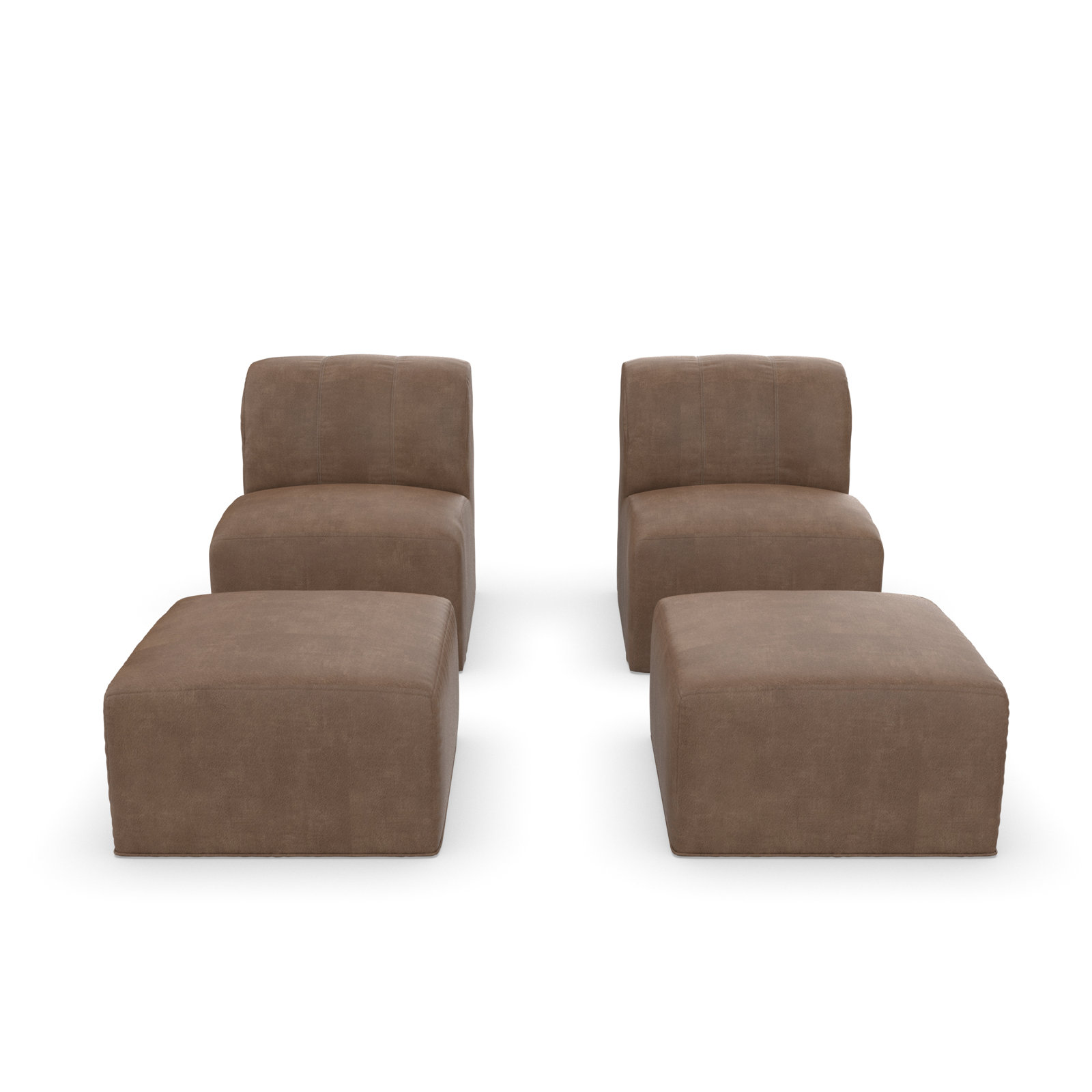 Praia Sunbrella Outdoor Lounge Chairs Set With Ottomans