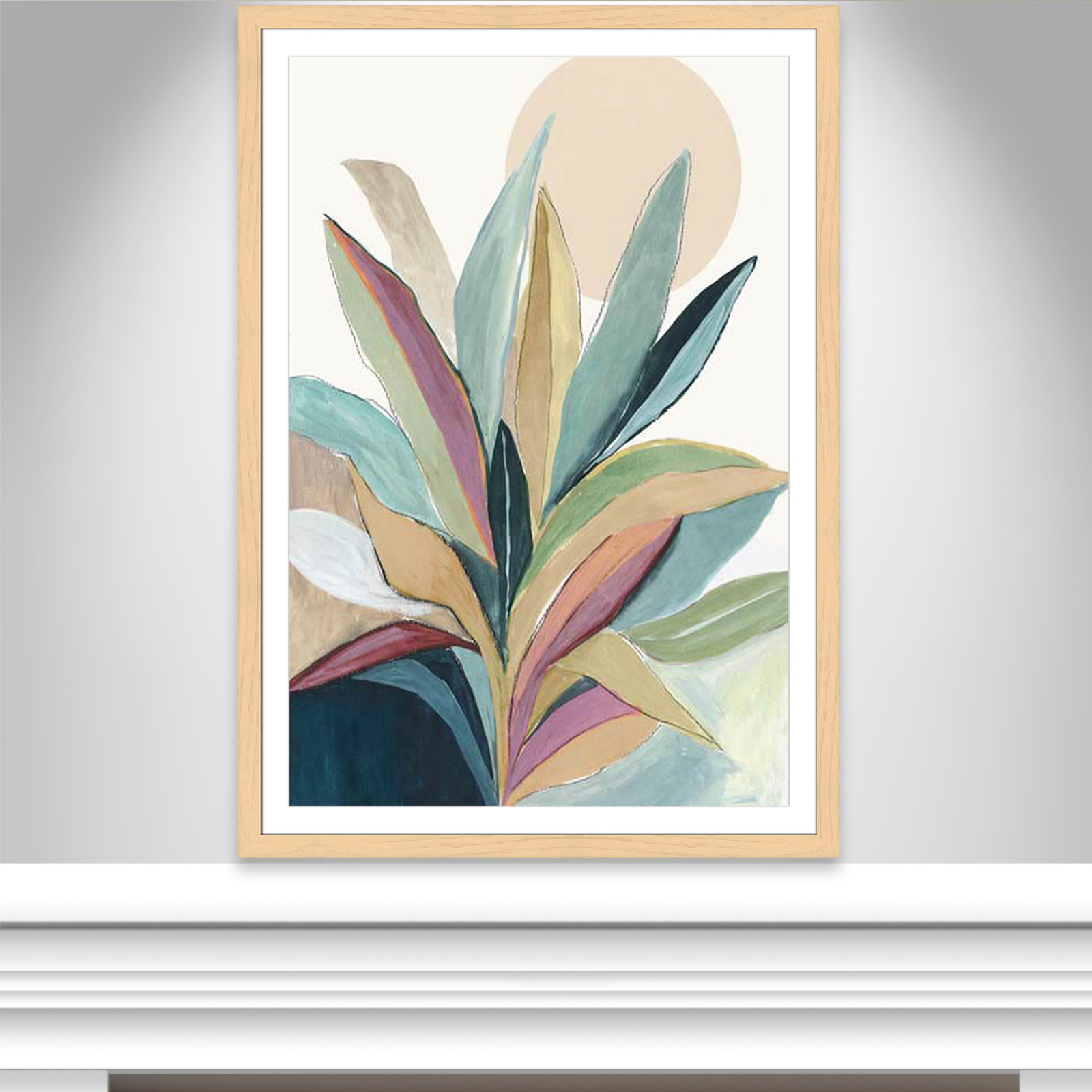 Sherbrooke Sunny Bright Leaves I Framed On Paper by Asia Jensen Print, Natural Cube Frame Matted, 55" H x 39" W x 1.25" D  