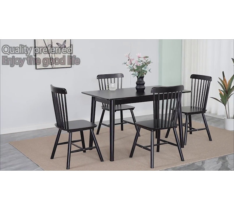 Gracie Oaks Windsor 15.7" Wide Solid Wood Slat Back Dining Chair (Set of 4)