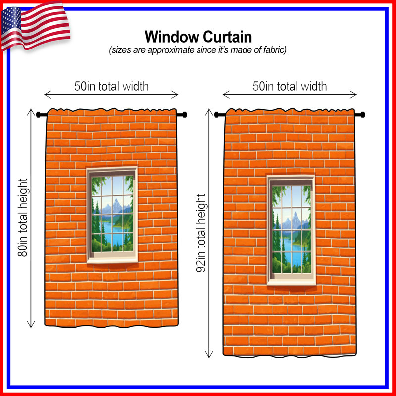 Rideaux de fenêtre Brick Wall, 50" x 80" - 1 Panel, Transparent