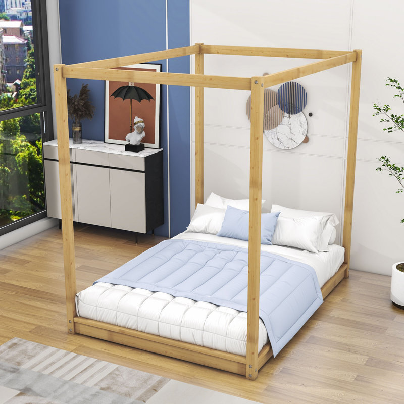 Sirard Wood Platform Bed with Slats, Natural, Queen