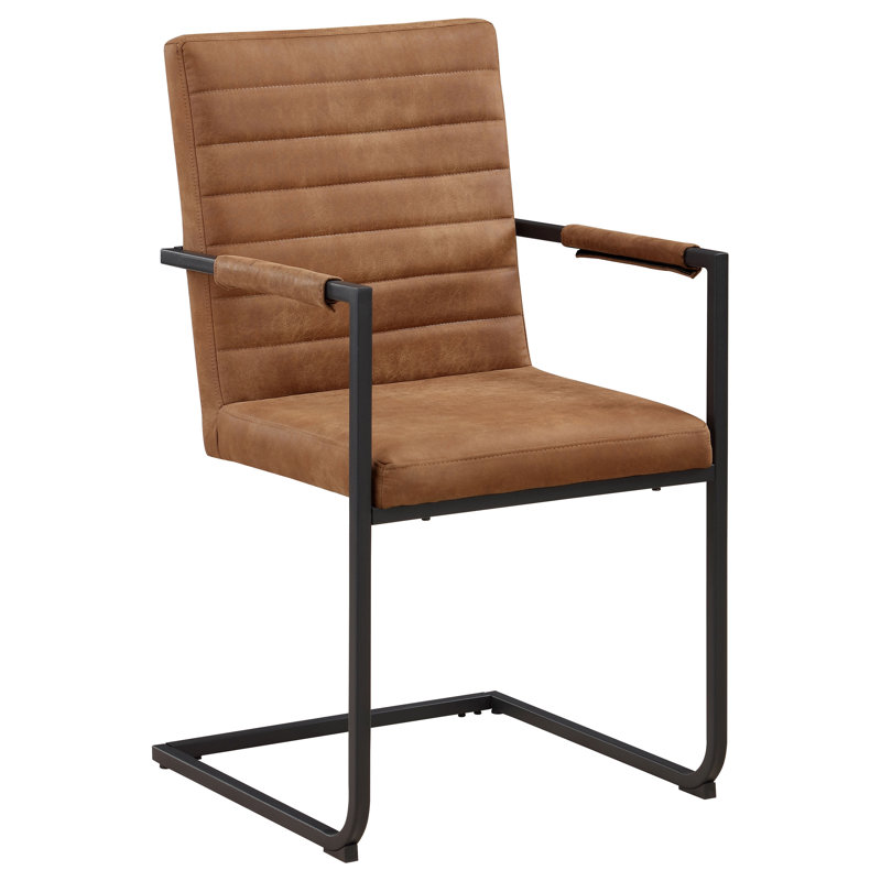 Chaise avec accoudoirs touffetée brune Tapsam