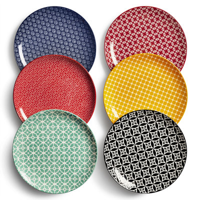 Colourful Salad Plates - Set Of 6