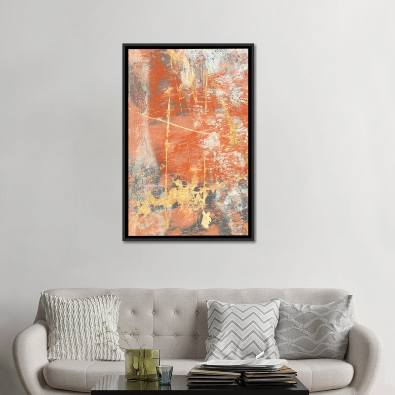 «Terre Cotta Lace I», impression sur toile, H 26 po x l 18 po x P 1,5 po, Toile avec cadre noir, Pas de tapis