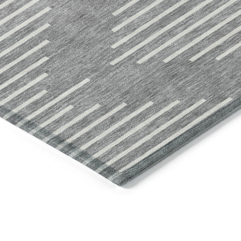 Gray Geometric Flat Woven Synthetic Area Rug 5' x 7'