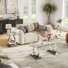 Ensemble de 3 pièces pour salon, table basse moderne en verre trempé et 2 tables d'appoint, pieds incurvés en acier inoxydable poli miroir