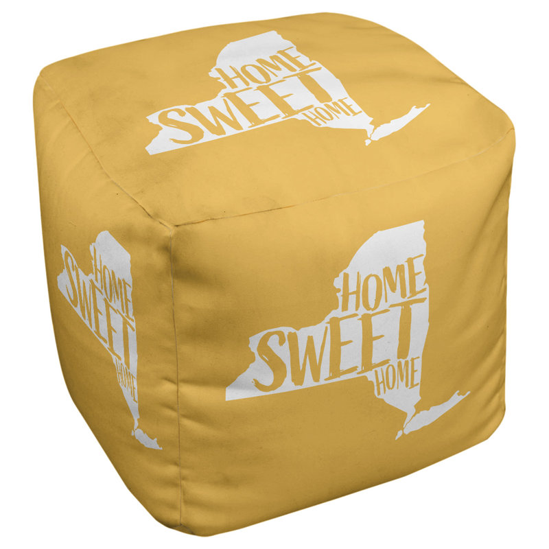 Repose-pieds cube new york home, Jaune