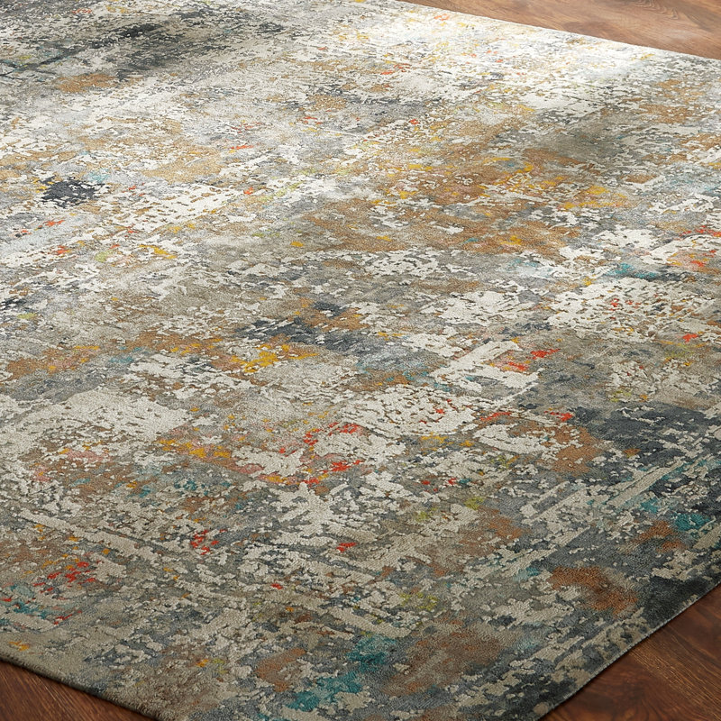 Hand Knotted Abstract Area Rug, Rectangle 12' x 15'
