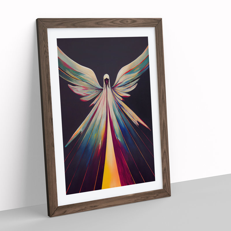 XC1022-2488X Inspirational Angel Abstract - Wall Art, 34cm H x 25cm W x 2cm D, Walnut Framed