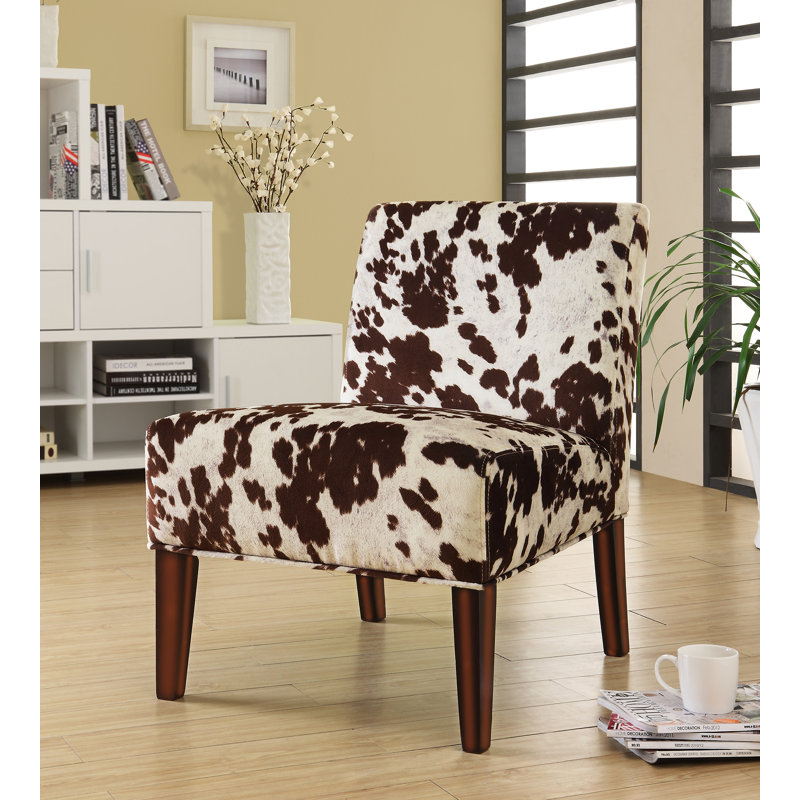 Abasi Upholstered Slipper Chair, Brown Cowhide