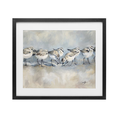 «Shore Birds Lineing on Beach», reproduction encadrée sous verre, conception de Ramona Murdock