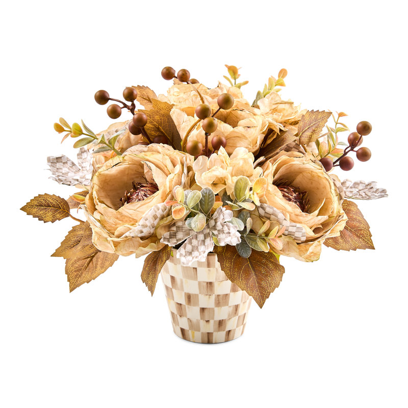 Arrangement floral d'automne à carreaux moka