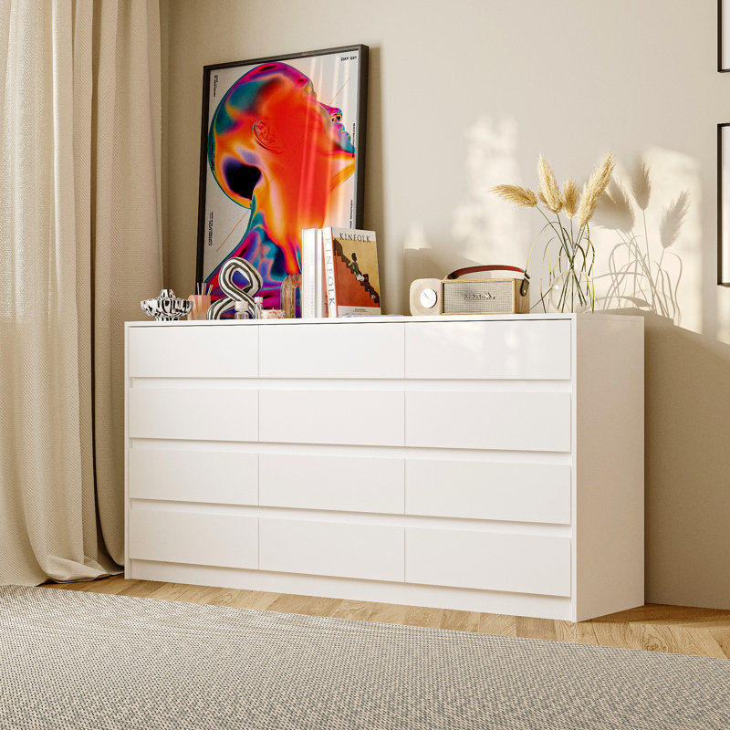 12-Drawer Chest With Elegent Design, White