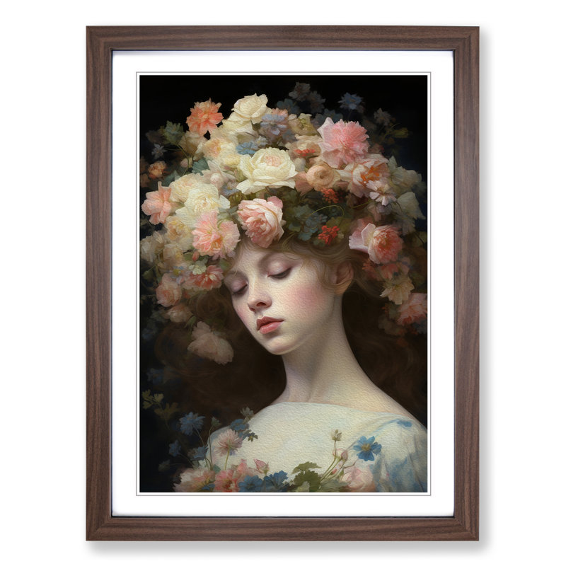 Floral Realism - Framed Print, 64cm H x 46cm W x 2cm D, Walnut