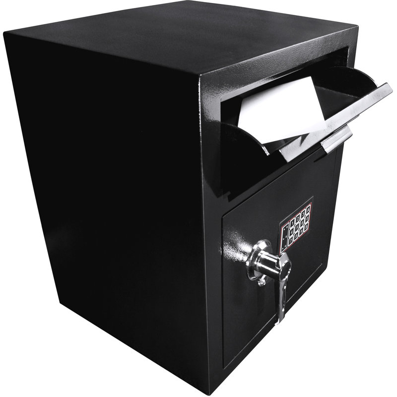 1.1 Cu Ft Steel Keypad Protected Safe, Black, Secure Valuables, 2 Pins Secured Valuables Box Storage, Steel, Pin Entries
