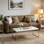 Darya Brown Suede Fabric Sofa w/4 Pillows