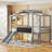 Crone Kids Twin House Loft Bed with Lights, Blackboard and Slides-675145872