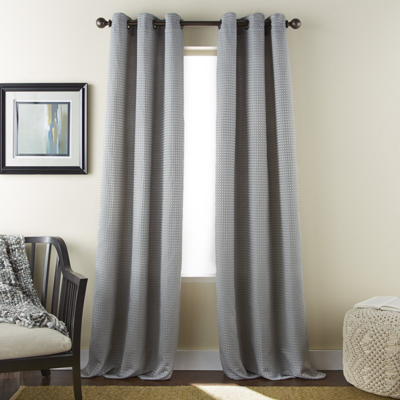 Paire de rideaux semi-transparents avec œillets Kreitler, Gris