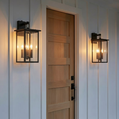 Droagh 4-Light 17.3'' H Outdoor Iron Wall Lantern with Dusk to Dawn Sensor
