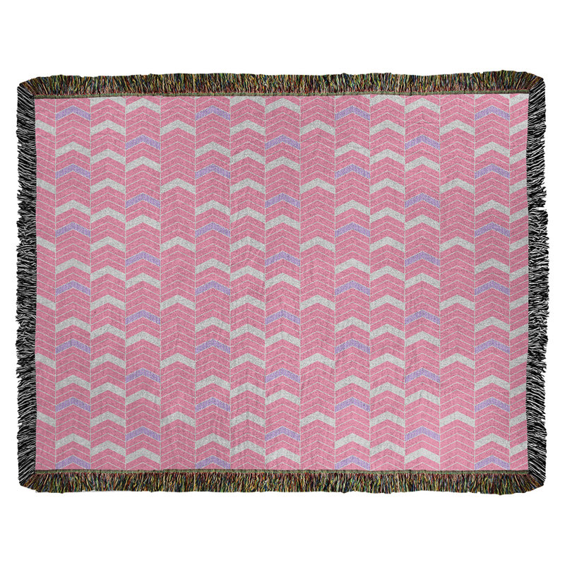 Couverture en coton tissé Rhonda, l 50 po x L 60 po, Rose / Mauve