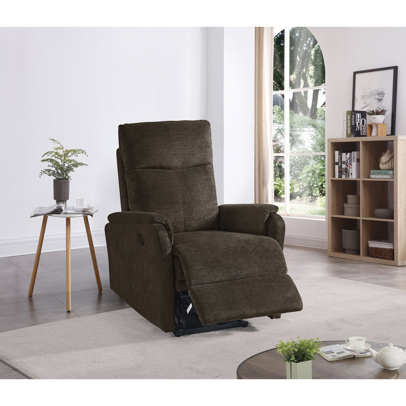 Upholstered Recliner, Dark Brown Polyester Blend