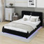 Lit plateforme tapissier luxueux en similicuir avec tête de lit épaisse, haut-parleurs Bluetooth et lumière DEL RVB-1316522643-1341585852