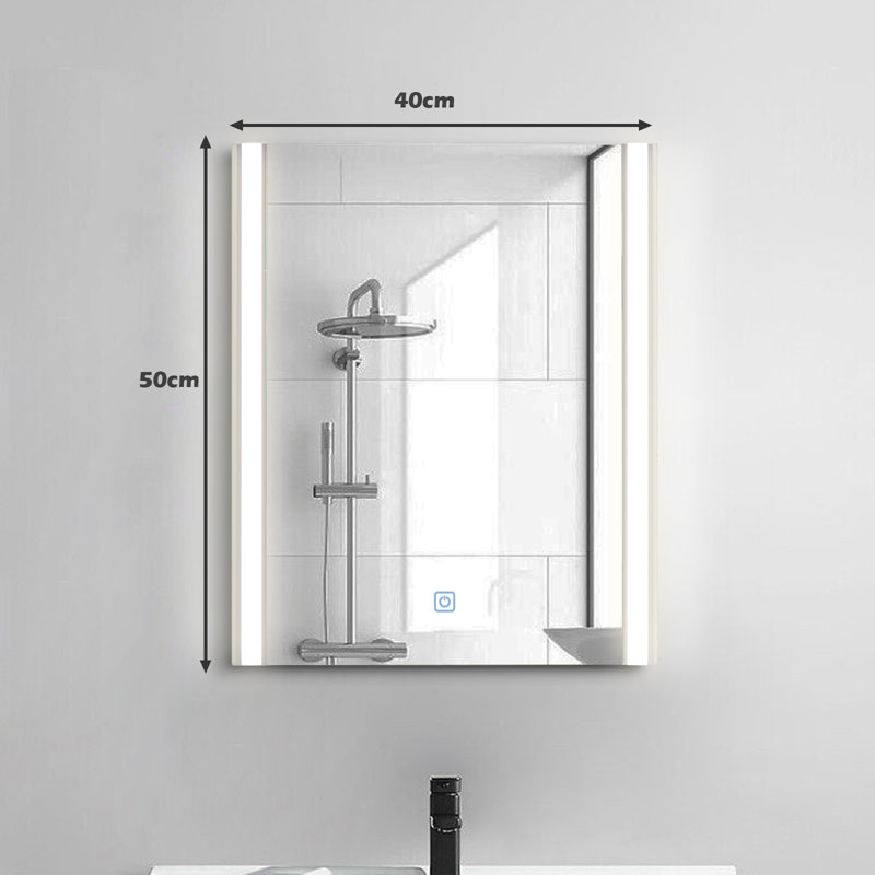 Bathroom Mirror,Illuminated LED Bathroom Mirror, LED Mirrors Light With Touch Control Switch,3cm, 50cm H x 40cm W