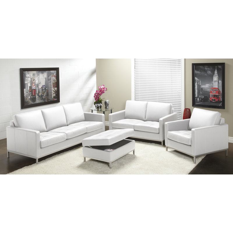 Fauteuil Corniche, Cuir véritable blanc polaire