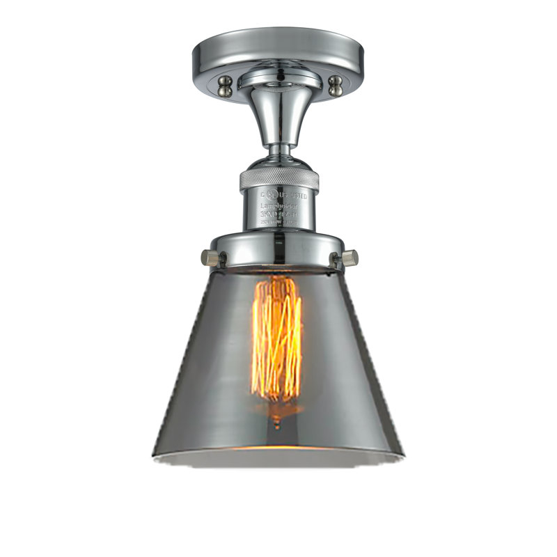 Glass Semi Flush Mount, Polished Chrome, Smoked