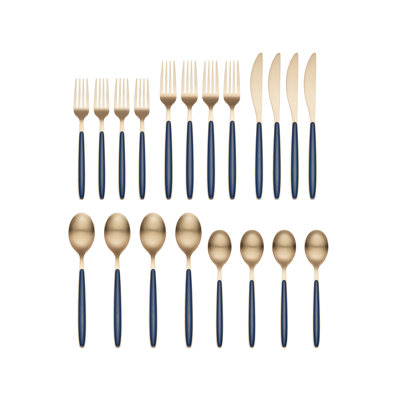 Cambridge Kiernan Navy Champagne 20-Piece Flatware Set