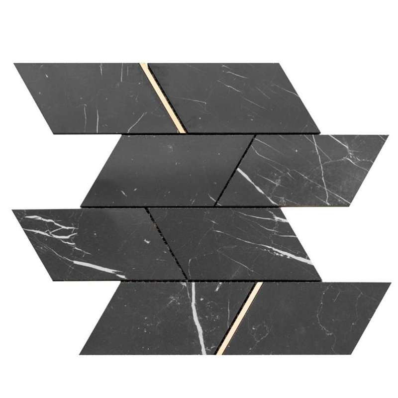 Stately Avenue 11" x 12" Porcelain Marble Look Tile, Marquina Black