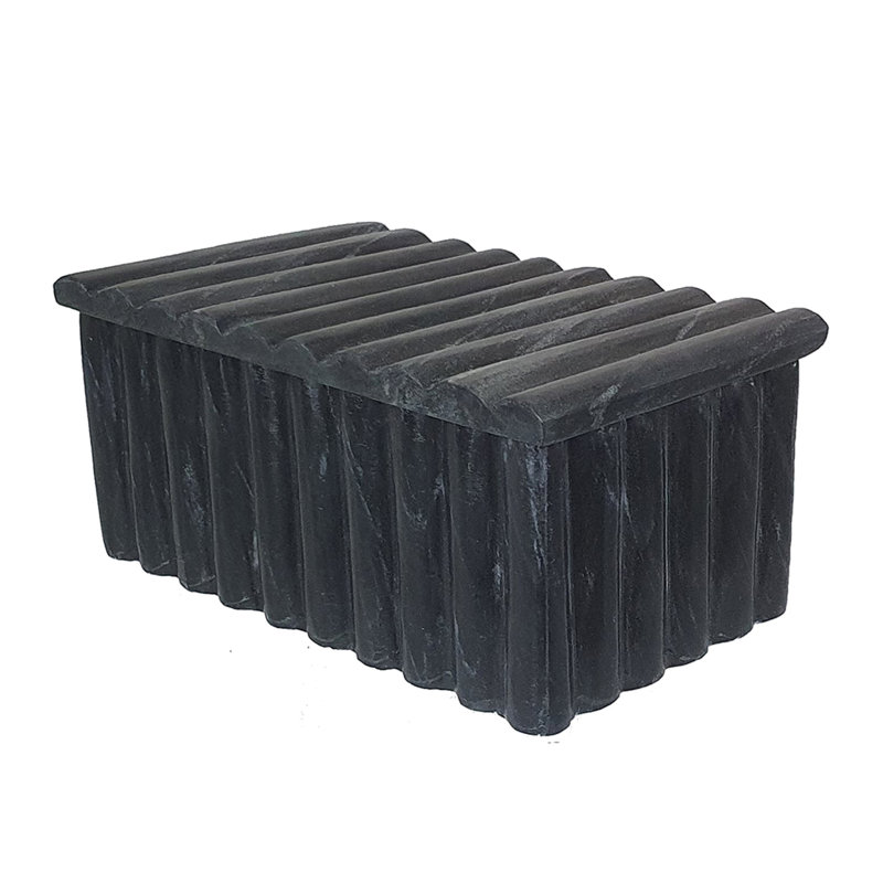 Boîte de rangement décorative avec couvercle, sculptures cannelées de 7 pouces, marbre noir