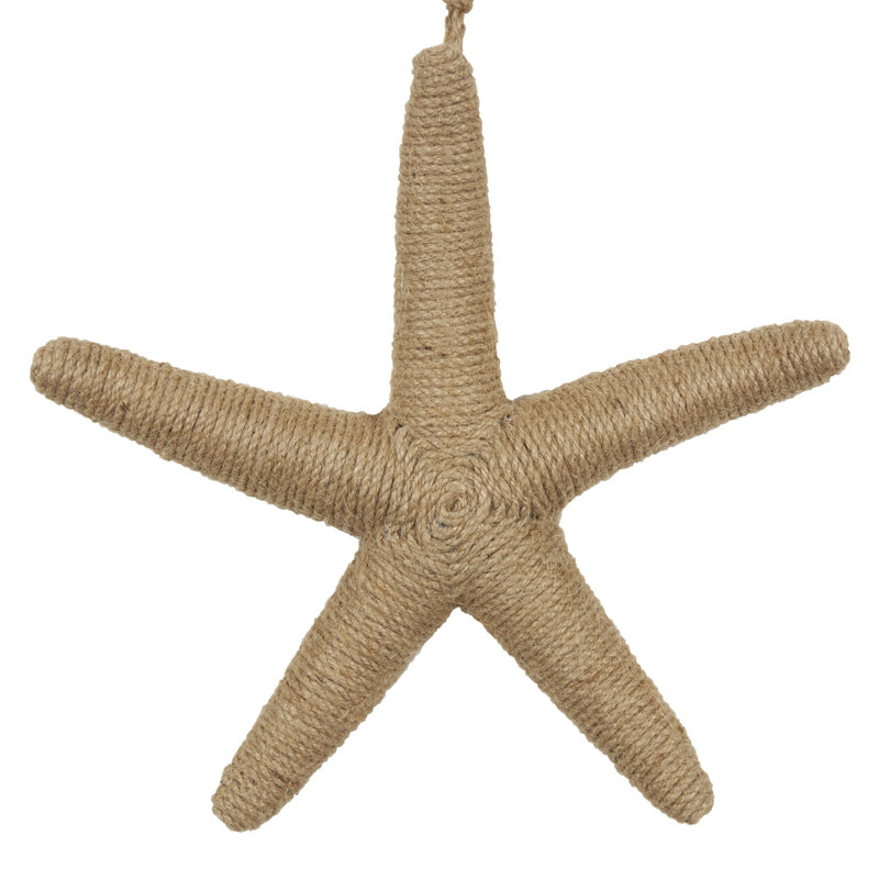 Décoration murale étoile de mer en corde de jute avec corde suspendue, Brun clair