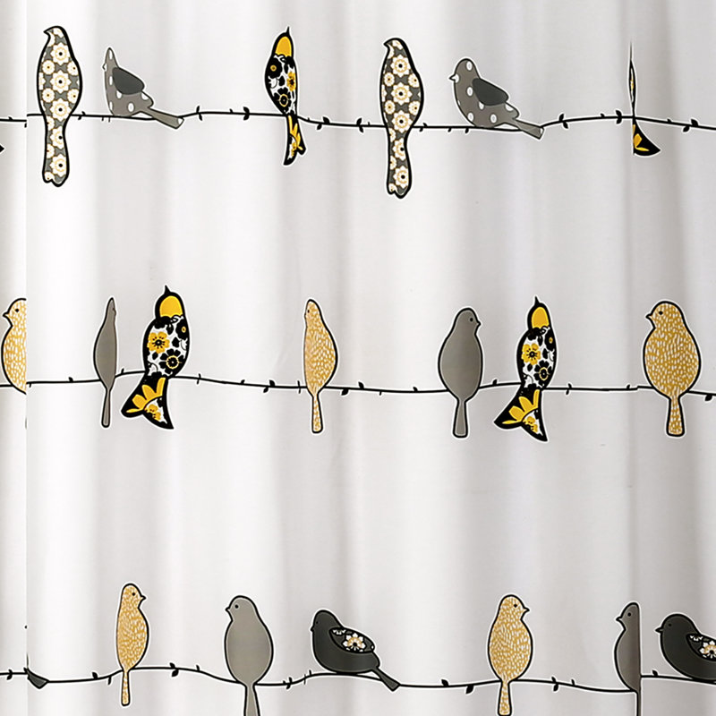 Rowley Birds Single Shower Curtain, Yellow/Grey