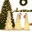 Ensemble de 3 arbres de Noël en céramique illuminés - petit arbre de Noël blanc avec lumières DEL chaudes pour les décorations de table, de manteau de cheminée, de maison de campagne