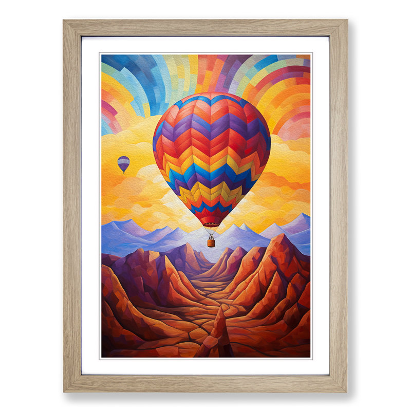 Hot Air Balloon Abstract - Framed Print, Oak, 34cm H x 25cm W x 2cm D