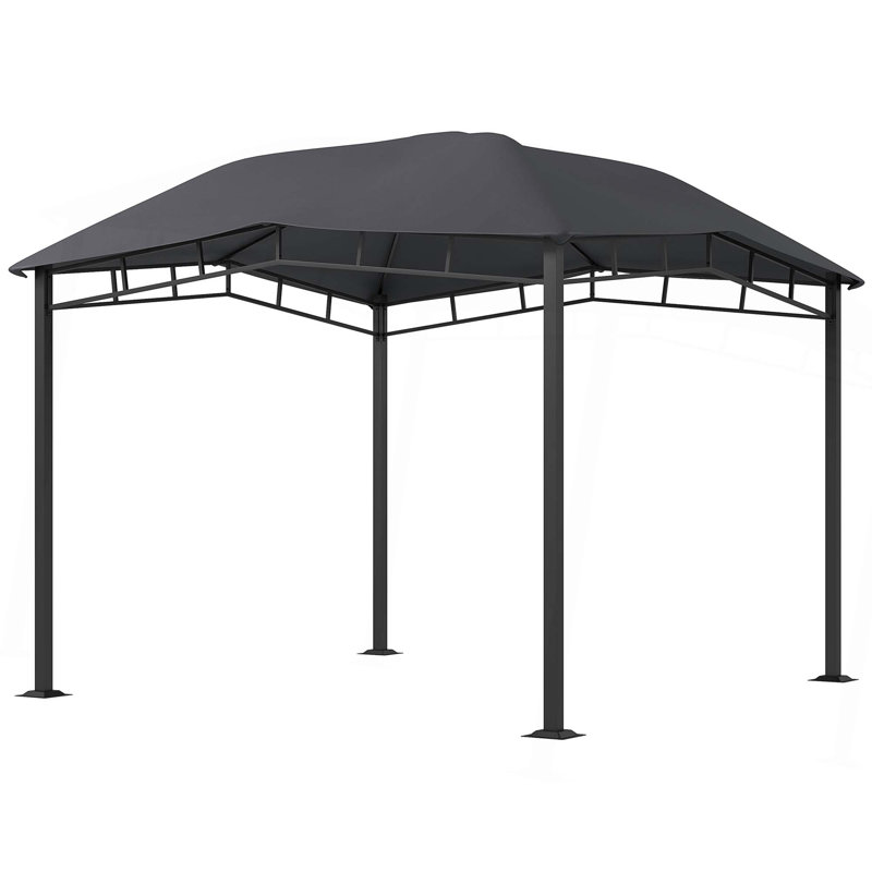 Outsunny Soft Top Patio Gazebo Outdoor Canopy with Unique Geometric Design Roof, All-weather Steel Frame