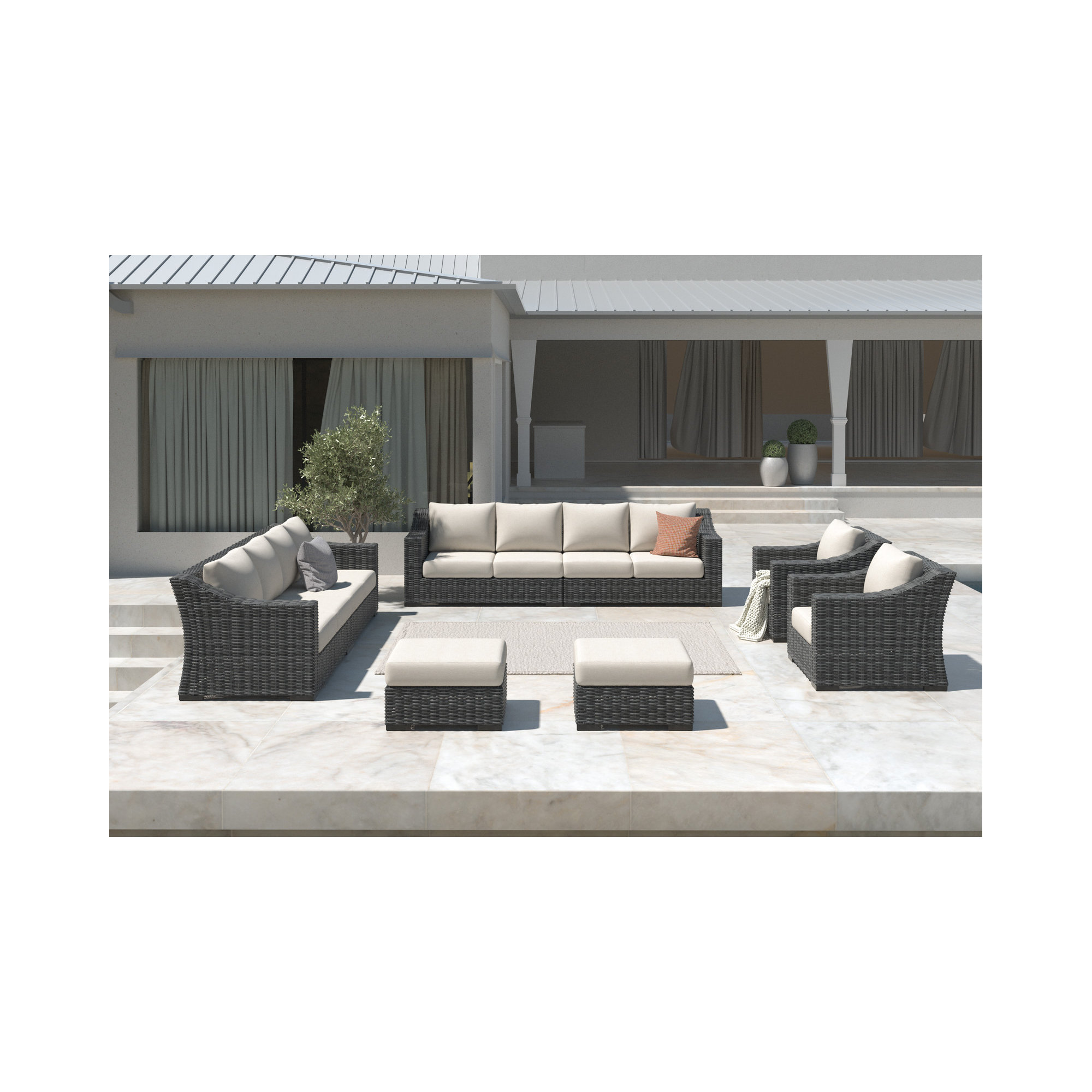 Eloisa 8 Piece Sofa Seating Group with Cushions, Gray