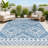 Yorba Diamond Tribal Medallion Blue/Ivory Indoor/Outdoor Rug-802303033