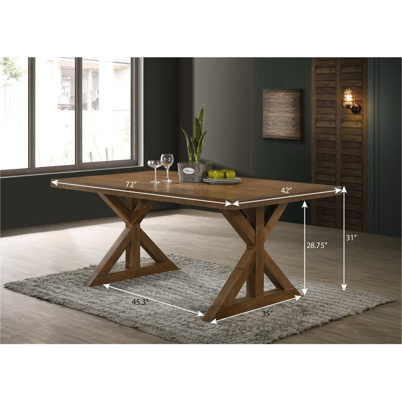 Enna 72" Brushed Driftwood Farmhouse Trestle Dining Table