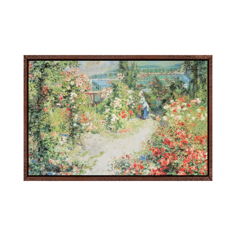 The Conservatory by Pierre-Auguste Renoir - Painting on Canvas, 45.72cm H x 66.04cm W x 3.81cm D, Classic Brown Wood Framed