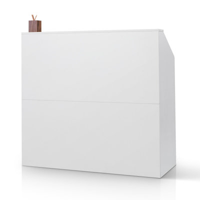 Reception Desk, 46 Inch Rectangular Front Counter Table, Office Reception Desk, Retail Counter And Front Reception Counter, For Checkout, Lobby, Beauty Salon And Office, White